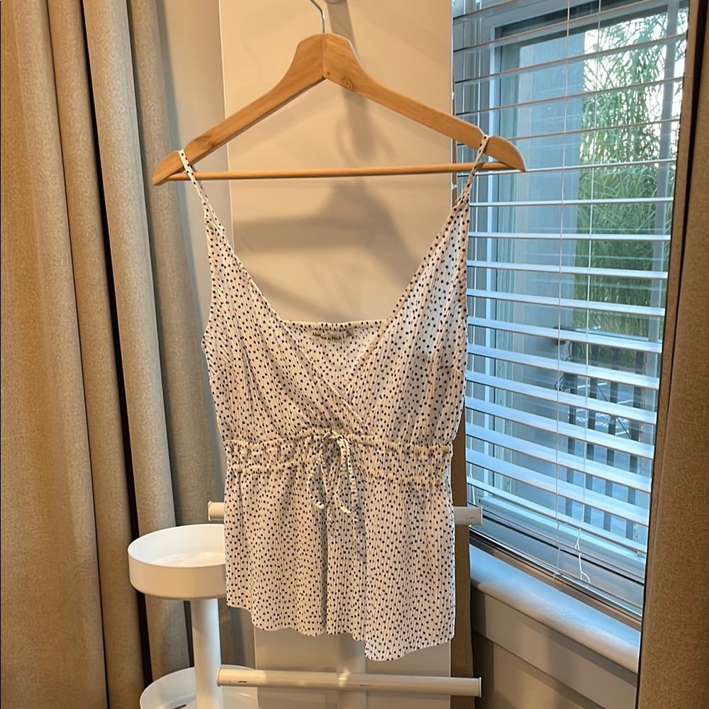 NWT Polka Dot White Spaghetti Strap Top